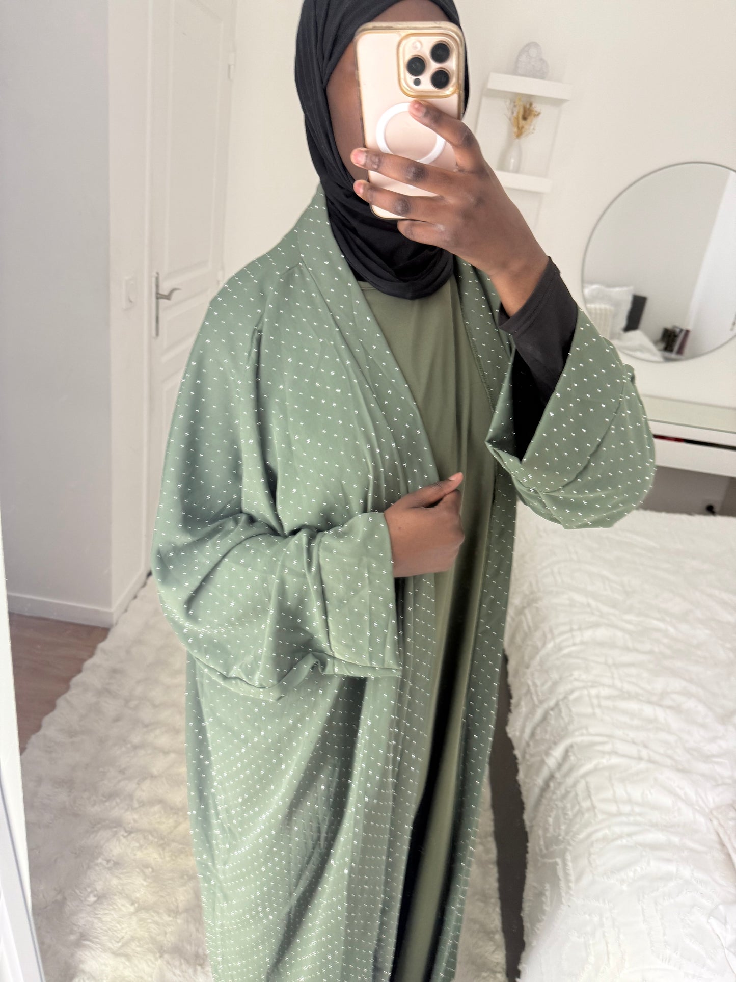 Abaya kimono STAR Vert kaki