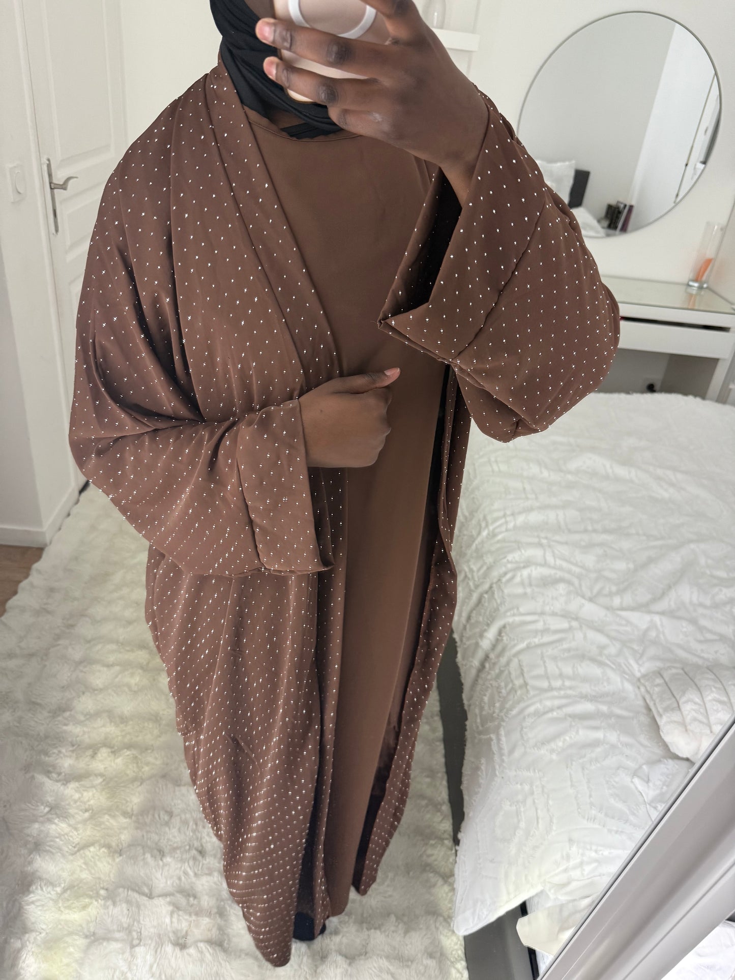 Abaya kimono STAR Marron ✨