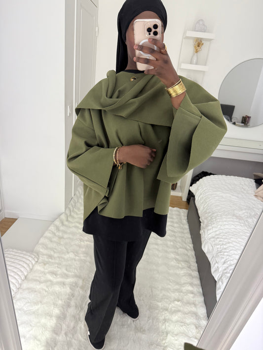 Cape à écharpe kaki