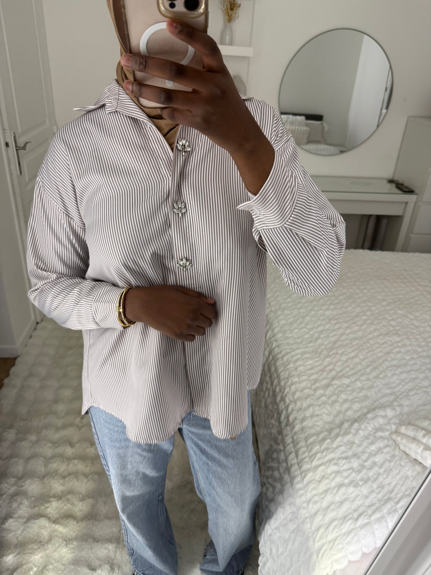 Chemise rayé marron