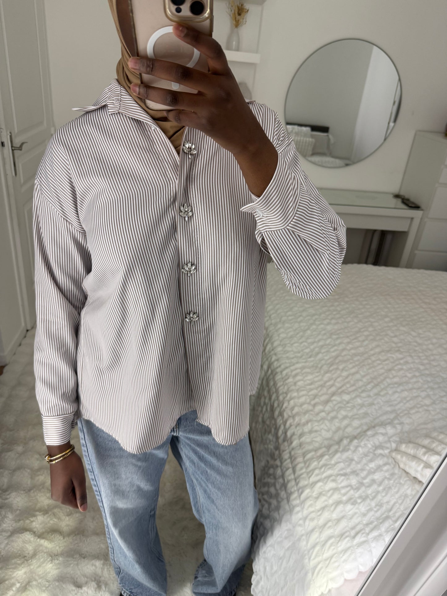 Chemise rayé marron