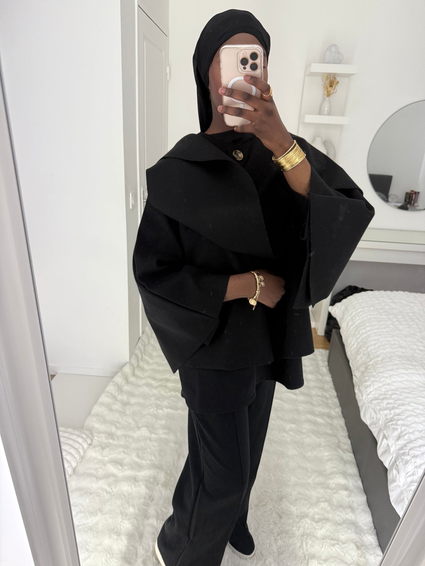 Cape à écharpe noir