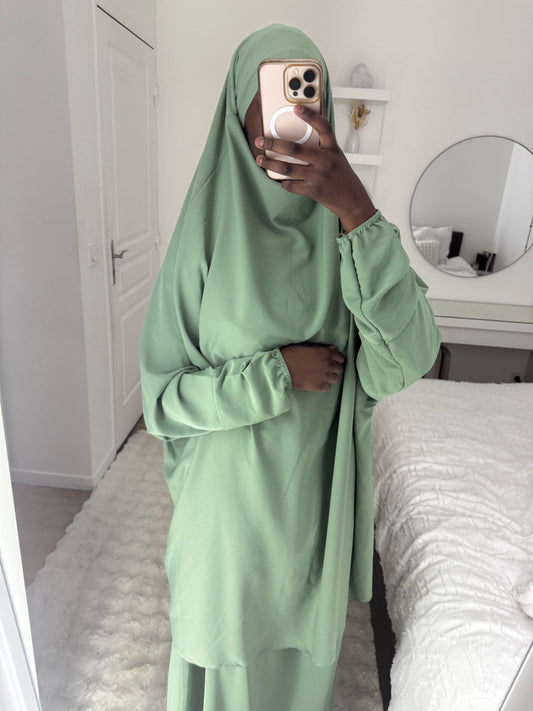 Jilbab jupe 2 pièces bleu