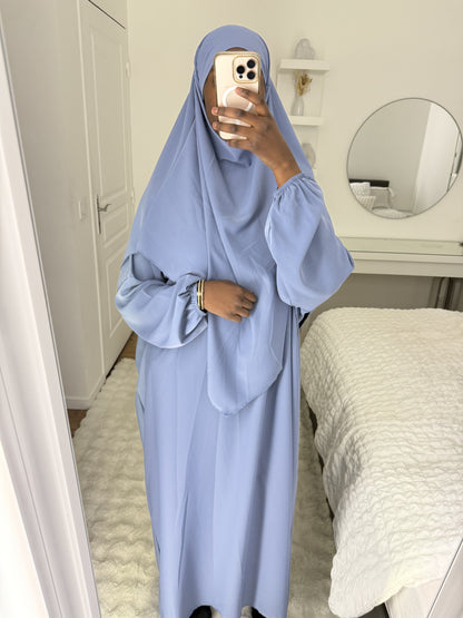 Abaya Khimar Bleu